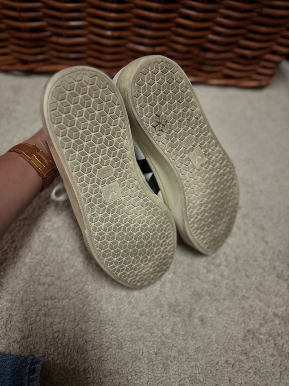 Veja Campo Leather Sneaker in White with Black V - Picture 10 of 10